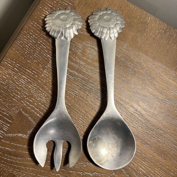 MARIPOSA Vintage Salad Servers Serving Spoon &‎ Fork c. 1992, Sunflowers - Picture 1 of 16